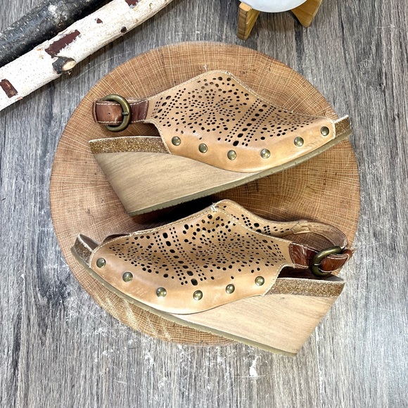 Pikolinos | Benissa Perforated Leather Wedge Peep Toe Sling Back Sandals Size 39 - Picture 1 of 12